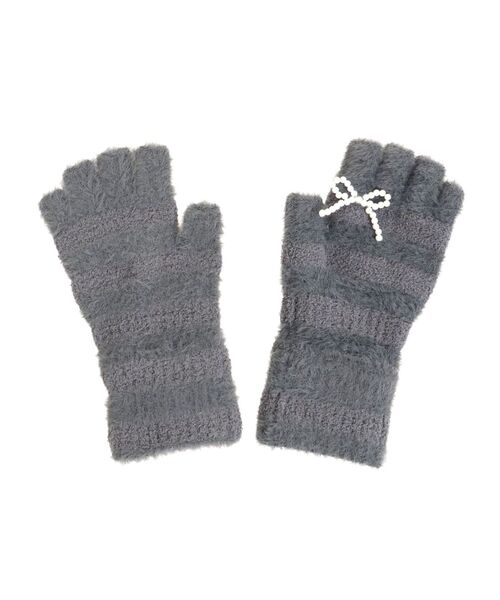 EMODA（エモダ）の「ストライプフィンガーレスグローブ（手袋・レディース・グレー/ブラック・FREE）」の9枚目の写真