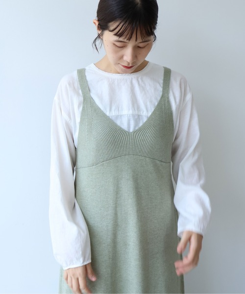 yuni（ユニ　）の「コットンウール knit ビスチェワンピース（ワンピース・レディース・ネイビー/グリーン・FREE）」の8枚目の写真