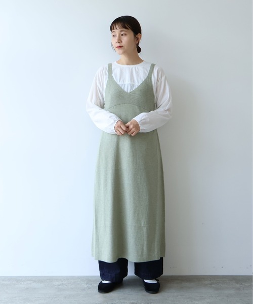 yuni（ユニ　）の「コットンウール knit ビスチェワンピース（ワンピース・レディース・ネイビー/グリーン・FREE）」の3枚目の写真