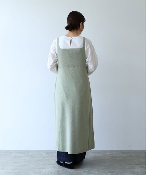 yuni（ユニ　）の「コットンウール knit ビスチェワンピース（ワンピース・レディース・ネイビー/グリーン・FREE）」の5枚目の写真
