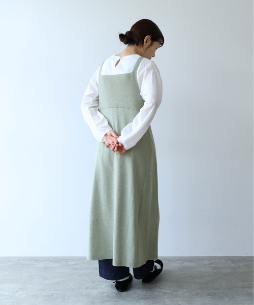 yuni（ユニ　）の「コットンウール knit ビスチェワンピース（ワンピース・レディース・ネイビー/グリーン・FREE）」の6枚目の写真