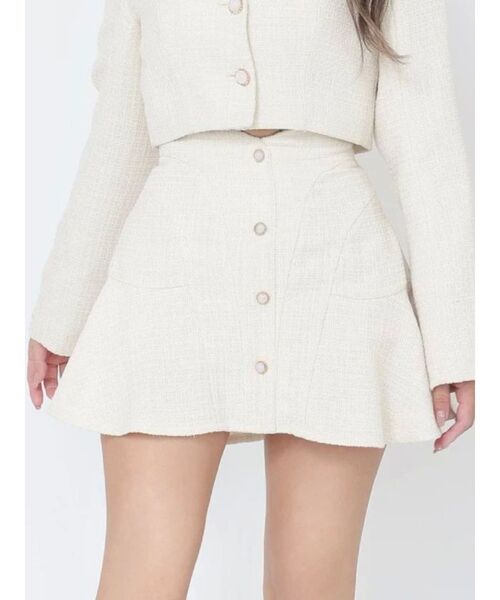 EATME（イートミー）の「【SETUP】ツイードマーメイドミニスカート（スカート・レディース・オレンジ/グレー/アイボリー/ブラック・SMALL/MEDIUM）」の2枚目の写真