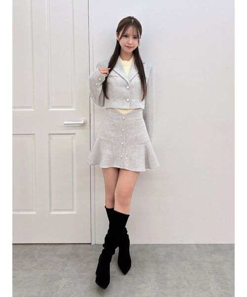 EATME（イートミー）の「【SETUP】ツイードマーメイドミニスカート（スカート・レディース・オレンジ/グレー/アイボリー/ブラック・SMALL/MEDIUM）」の12枚目の写真