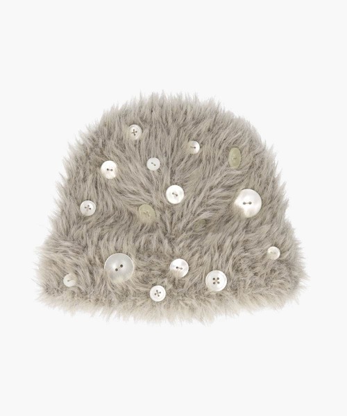 OVERRIDE(オーバーライド)の「OVERRIDE KNIT FURRY BUTTON WATCH / オーバーライド(ニットキャップ/ビーニー・レディース・ライトブルー/ベージュ/ピンク・57~59cm)」の2枚目の写真