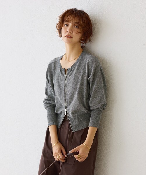 RIVE DROITE(リヴドロワ)の「【大人のこなれ感】ZIPニットカーディガン(カーディガン/ボレロ・レディース・ブラック/ブラウン/ピンク/ホワイト系その他・FREE)」の22枚目の写真