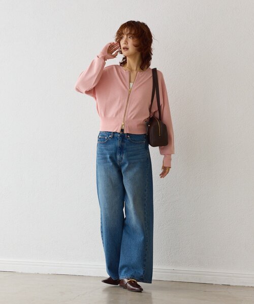 RIVE DROITE(リヴドロワ)の「【大人のこなれ感】ZIPニットカーディガン(カーディガン/ボレロ・レディース・ブラック/ブラウン/ピンク/ホワイト系その他・FREE)」の5枚目の写真