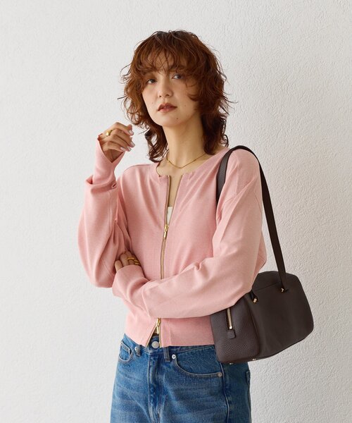 RIVE DROITE(リヴドロワ)の「【大人のこなれ感】ZIPニットカーディガン(カーディガン/ボレロ・レディース・ブラック/ブラウン/ピンク/ホワイト系その他・FREE)」の9枚目の写真