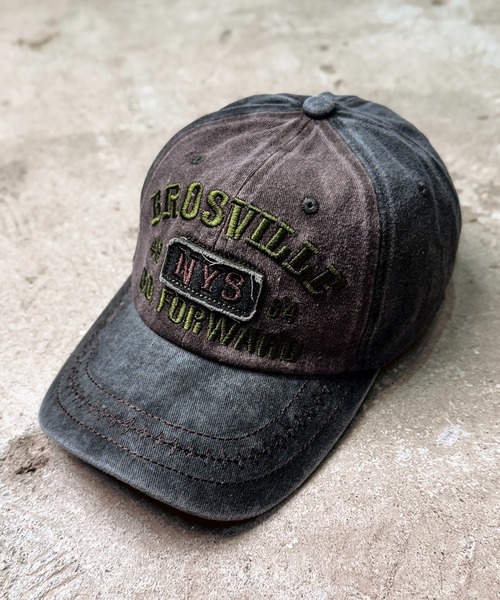 CALIFORNIA OUTFITTERS（カリフォルニア アウトフィッターズ）の「7E21 ヴィンテージウォッシュ風 NYSキャップ（キャップ・メンズ・ベージュ/ブラック/ワインレッド/グリーン・ONESIZE）」の3枚目の写真