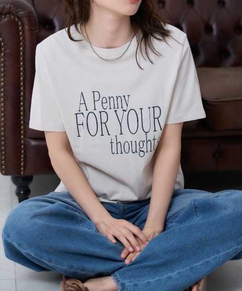 "THOUGHTS" ロゴ 半袖サイロTシャツ/コットンTシャツ