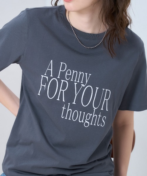 "THOUGHTS" ロゴ 半袖サイロTシャツ/コットンTシャツ
