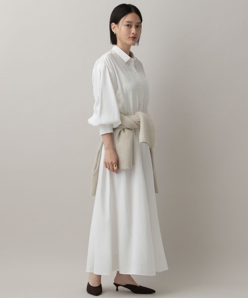 A part by(アパートバイ)の「ドロストシャツワンピース(ワンピース・レディース・ブルー系その他2/ブラック/オフホワイト・FREE)」の1枚目の写真