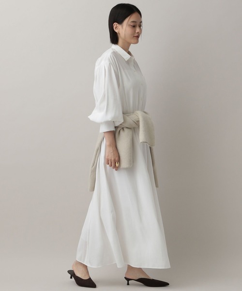 A part by(アパートバイ)の「ドロストシャツワンピース(ワンピース・レディース・ブルー系その他2/ブラック/オフホワイト・FREE)」の12枚目の写真