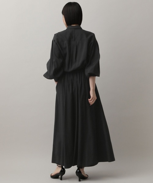 A part by(アパートバイ)の「ドロストシャツワンピース(ワンピース・レディース・ブルー系その他2/ブラック/オフホワイト・FREE)」の4枚目の写真