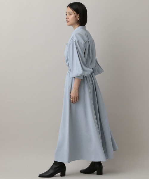 A part by(アパートバイ)の「ドロストシャツワンピース(ワンピース・レディース・ブルー系その他2/ブラック/オフホワイト・FREE)」の7枚目の写真