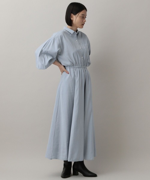 overE (オーバーイー) ドロストシャツワンピース　90 最終値下げ】overE (オーバーイー) ドロストシャツワンピース 90
