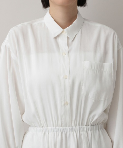 A part by(アパートバイ)の「ドロストシャツワンピース(ワンピース・レディース・ブルー系その他2/ブラック/オフホワイト・FREE)」の21枚目の写真