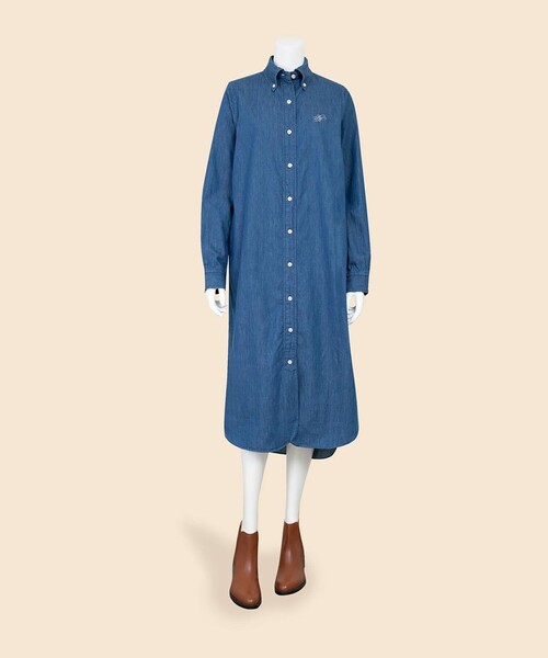 BROOKS BROTHERS(ブルックスブラザーズ)の「【Double B Collection】 コットン ライトウェイトデニム BBロゴ ボタンダウンシャツワンピース(シャツワンピース・レディース・ライトブルー・0/2/4/6/8)」の3枚目の写真