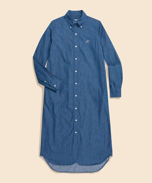 BROOKS BROTHERS(ブルックスブラザーズ)の「【Double B Collection】 コットン ライトウェイトデニム BBロゴ ボタンダウンシャツワンピース(シャツワンピース・レディース・ライトブルー・0/2/4/6/8)」の5枚目の写真