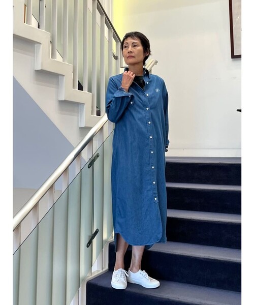 BROOKS BROTHERS(ブルックスブラザーズ)の「【Double B Collection】 コットン ライトウェイトデニム BBロゴ ボタンダウンシャツワンピース(シャツワンピース・レディース・ライトブルー・0/2/4/6/8)」の7枚目の写真