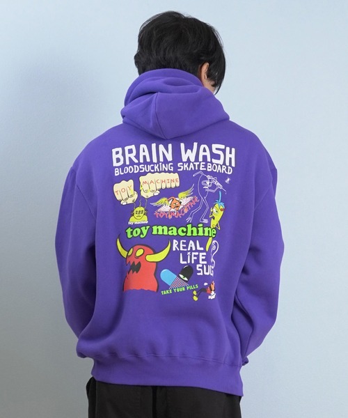 TOY　MACHINE（トイ　マシーン）の「TOY MACHINE/トイマシーン プルオーバー/パーカー バックプリント MTMFFSW8（パーカー・メンズ・パープル/アッシュグレー/ブラック・M/XL/L）」の17枚目の写真
