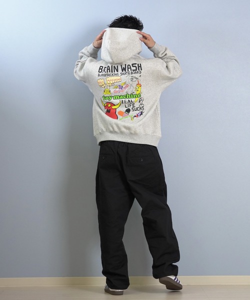 TOY　MACHINE（トイ　マシーン）の「TOY MACHINE/トイマシーン プルオーバー/パーカー バックプリント MTMFFSW8（パーカー・メンズ・パープル/アッシュグレー/ブラック・M/XL/L）」の14枚目の写真