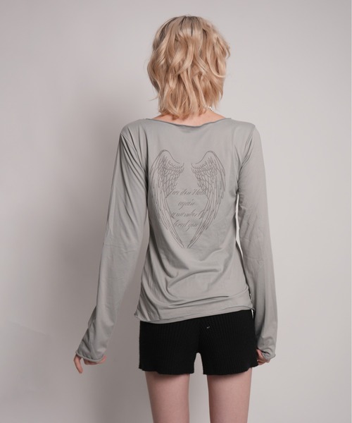 IMARI(イマリ)の「【 IMARI / イマリ 】 レタリング エンジェル ロング スリーブ TEE #(Tシャツ/カットソー・レディース・ホワイト/グレー/ブラック・FREE)」の11枚目の写真