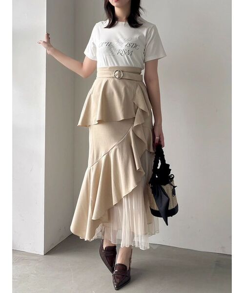 dazzlin（ダズリン）の「アシメプリーツマーメイドスカート（スカート・レディース・ブラック/グレー/ベージュ・SMALL/MEDIUM）」の4枚目の写真