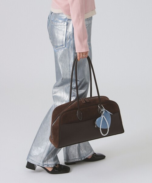 Ray BEAMS（レイビームス）の「スエード ボストン バッグ（トートバッグ・レディース・ダークブラウン/ベージュ・ONE SIZE）」の4枚目の写真