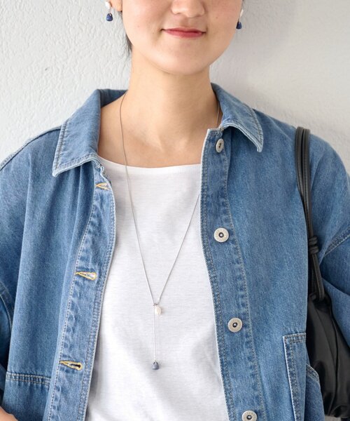 BEARDSLEY（ビアズリー）の「パール付きラリエットネックレス（ネックレス・レディース・ネイビー/パープル系その他/ピンク系その他・FREE）」の5枚目の写真