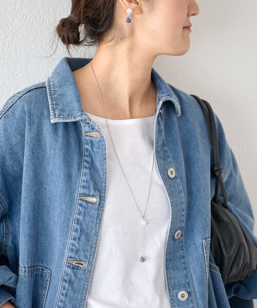 BEARDSLEY（ビアズリー）の「パール付きラリエットネックレス（ネックレス・レディース・ネイビー/パープル系その他/ピンク系その他・FREE）」の6枚目の写真