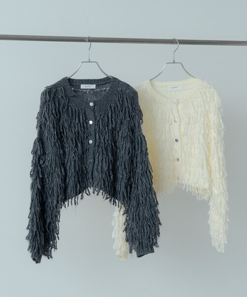 GALLEST（ギャレスト）の「クロップドループカーディガン（カーディガン/ボレロ・レディース・チャコールグレー/オフホワイト・38/09）」の3枚目の写真