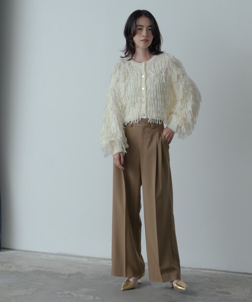 GALLEST（ギャレスト）の「クロップドループカーディガン（カーディガン/ボレロ・レディース・チャコールグレー/オフホワイト・38/09）」の4枚目の写真