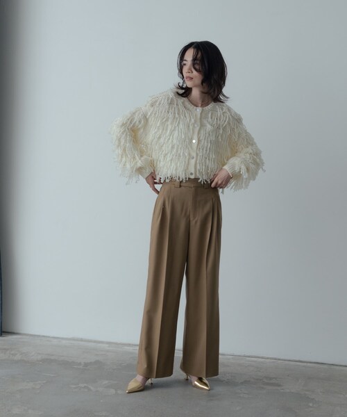 GALLEST（ギャレスト）の「クロップドループカーディガン（カーディガン/ボレロ・レディース・チャコールグレー/オフホワイト・38/09）」の5枚目の写真