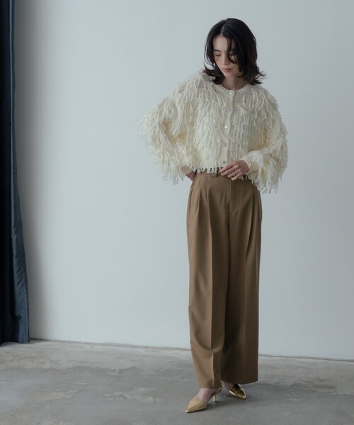 GALLEST（ギャレスト）の「クロップドループカーディガン（カーディガン/ボレロ・レディース・チャコールグレー/オフホワイト・38/09）」の6枚目の写真