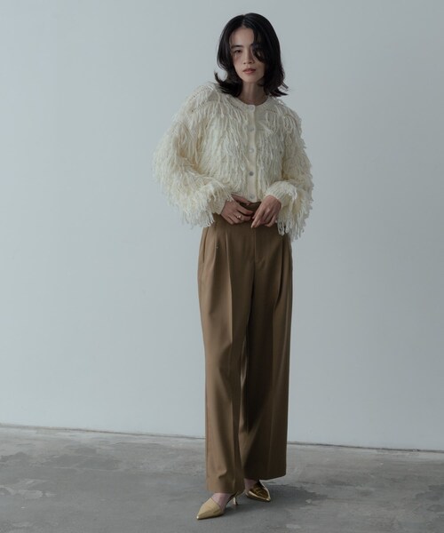 GALLEST（ギャレスト）の「クロップドループカーディガン（カーディガン/ボレロ・レディース・チャコールグレー/オフホワイト・38/09）」の7枚目の写真