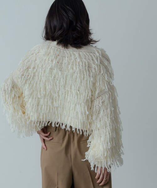 GALLEST（ギャレスト）の「クロップドループカーディガン（カーディガン/ボレロ・レディース・チャコールグレー/オフホワイト・38/09）」の21枚目の写真