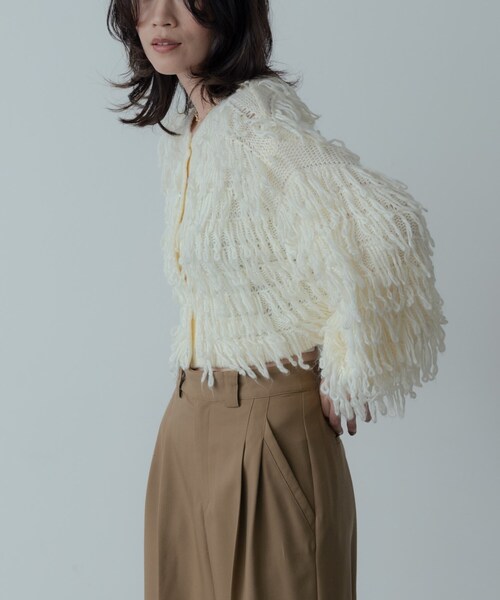 GALLEST（ギャレスト）の「クロップドループカーディガン（カーディガン/ボレロ・レディース・チャコールグレー/オフホワイト・38/09）」の22枚目の写真