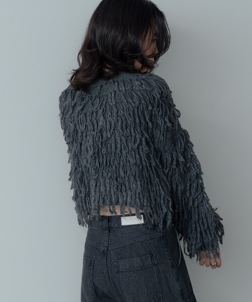 GALLEST（ギャレスト）の「クロップドループカーディガン（カーディガン/ボレロ・レディース・チャコールグレー/オフホワイト・38/09）」の10枚目の写真