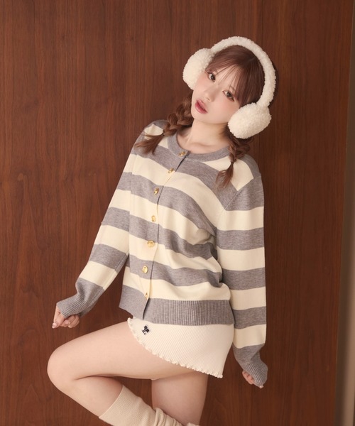 TITTY&CO.（ティティーアンドコー）の「ボーダーカーディガン（カーディガン/ボレロ・レディース・ブラック/グレー/ネイビー・FREE）」の13枚目の写真