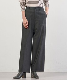 シャンブレー2wayストレッチ ワイド ストレート パンツ