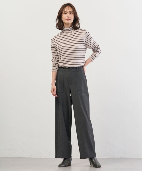 J.PRESS(ジェイプレス)の「シャンブレー2wayストレッチ ワイド ストレート パンツ(その他パンツ・レディース・ライトグレー系/グレー系・T15/T13)」の6枚目の写真
