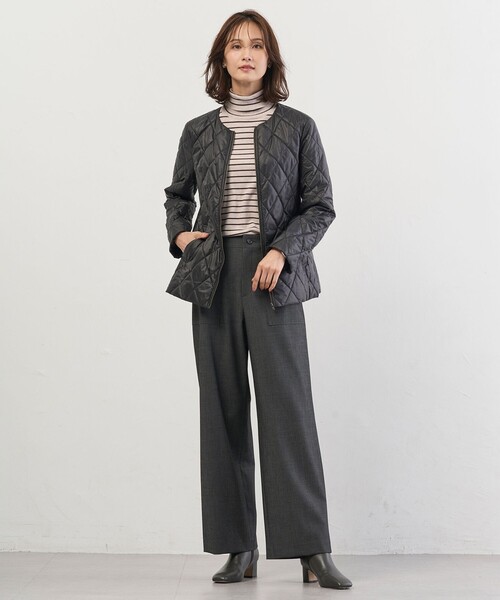 J.PRESS(ジェイプレス)の「シャンブレー2wayストレッチ ワイド ストレート パンツ(その他パンツ・レディース・ライトグレー系/グレー系・T15/T13)」の8枚目の写真