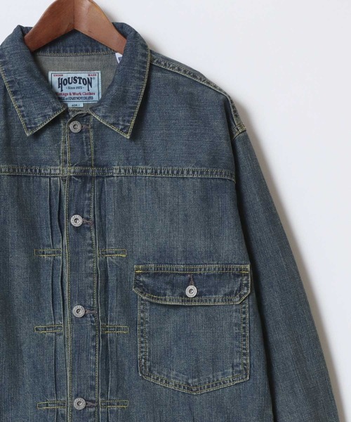 HOUSTON（ヒューストン）の「HOUSTON/ヒューストン Denim Shirt Jacket/オーバーサイズ デニムシャツジャケット/Gジャン/レディース メンズ（デニムジャケット・メンズ・ライトインディゴブルー/インディゴブルー/ワンウォッシュ・M/L/XL）」の2枚目の写真