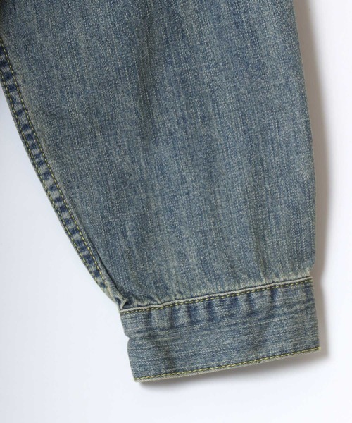 HOUSTON（ヒューストン）の「HOUSTON/ヒューストン Denim Shirt Jacket/オーバーサイズ デニムシャツジャケット/Gジャン/レディース メンズ（デニムジャケット・メンズ・ライトインディゴブルー/インディゴブルー/ワンウォッシュ・M/L/XL）」の16枚目の写真