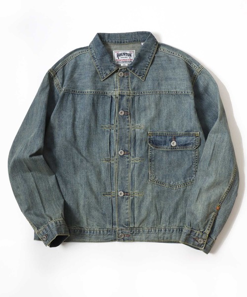 HOUSTON（ヒューストン）の「HOUSTON/ヒューストン Denim Shirt Jacket/オーバーサイズ デニムシャツジャケット/Gジャン/レディース メンズ（デニムジャケット・メンズ・ライトインディゴブルー/インディゴブルー/ワンウォッシュ・M/L/XL）」の11枚目の写真