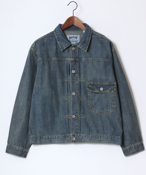 HOUSTON（ヒューストン）の「HOUSTON/ヒューストン Denim Shirt Jacket/オーバーサイズ デニムシャツジャケット/Gジャン/レディース メンズ（デニムジャケット・メンズ・ライトインディゴブルー/インディゴブルー/ワンウォッシュ・M/L/XL）」の4枚目の写真