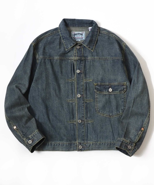 HOUSTON（ヒューストン）の「HOUSTON/ヒューストン Denim Shirt Jacket/オーバーサイズ デニムシャツジャケット/Gジャン/レディース メンズ（デニムジャケット・メンズ・ライトインディゴブルー/インディゴブルー/ワンウォッシュ・M/L/XL）」の10枚目の写真