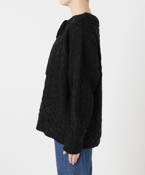 B.C STOCK(ベーセーストック)の「手洗い可 / パッチワーク風ケーブルニット(ニット/セーター・レディース・ブラック/ベージュ・FREE)」の19枚目の写真