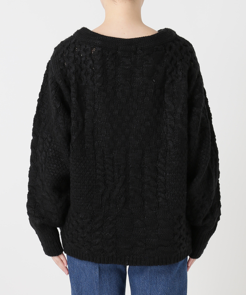 新品タグ付き♡ケーブルコットンセーター　エンブレムワッペン　金ボタン スパングルケーブルニット （ニット・セーター）｜GRACE