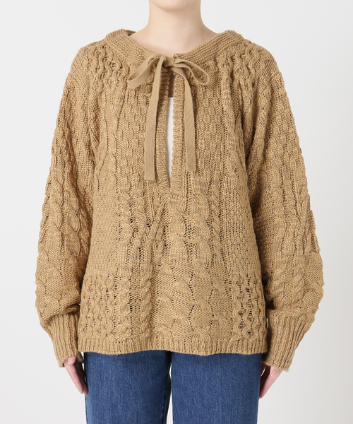 サカイ　ケーブル　パッチワークニット　セーター　コットン　レディース　コラージュ UNTITLED ニット セーター 「日本製/すっきり丈/トラッド